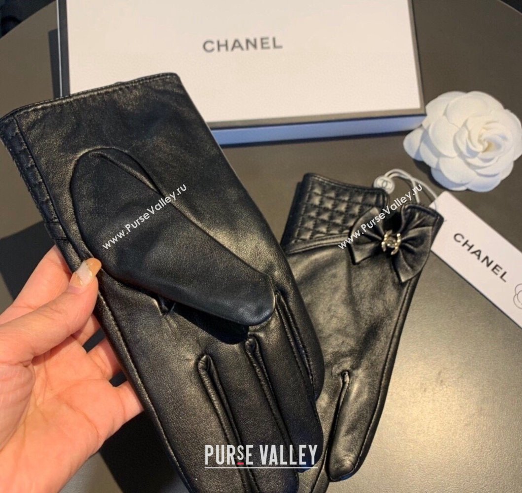 Chanel Lambskin and Cashmere Gloves with Bow Bow 2023 0906 (XMN-230906045)