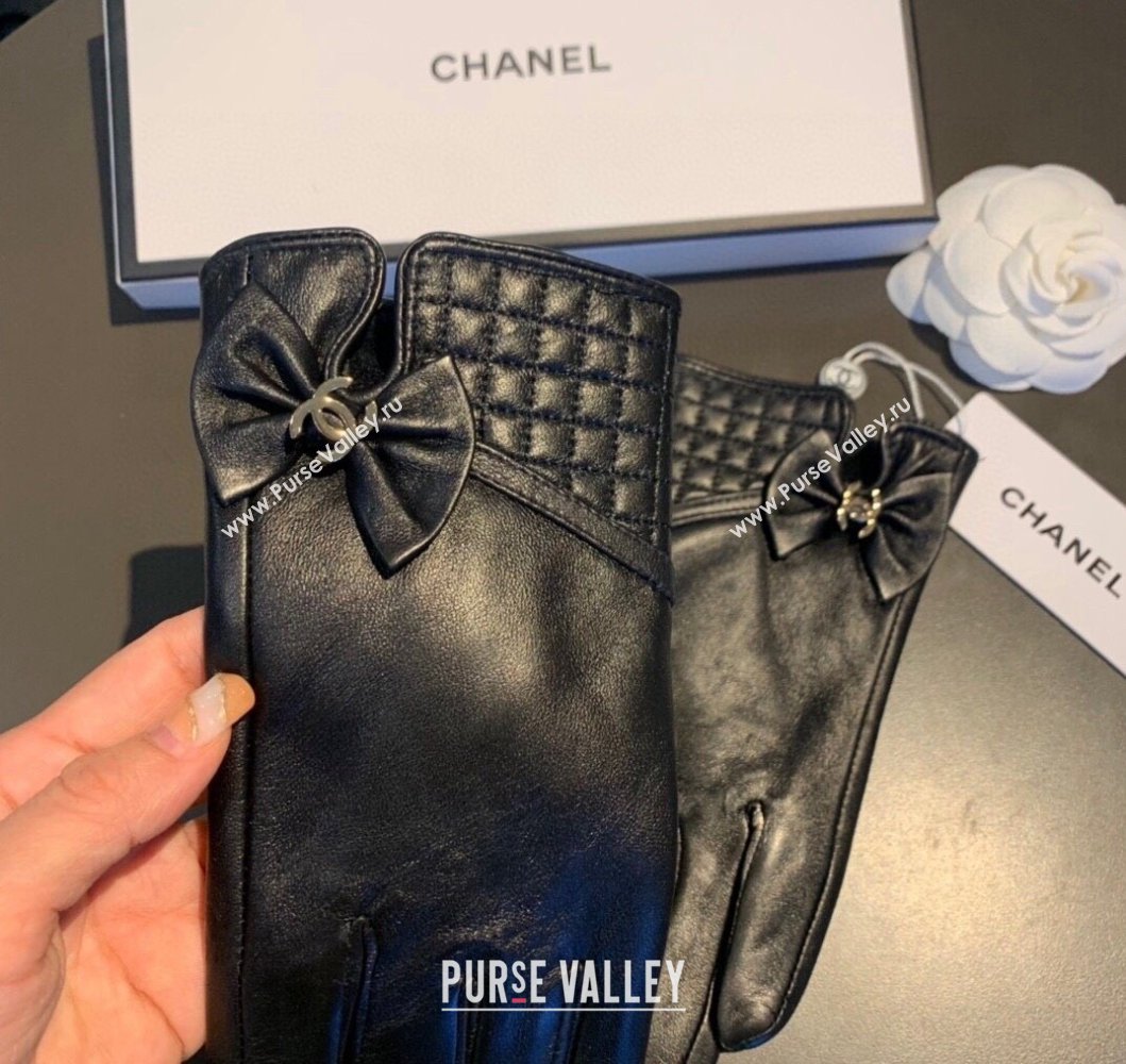 Chanel Lambskin and Cashmere Gloves with Bow Bow 2023 0906 (XMN-230906045)