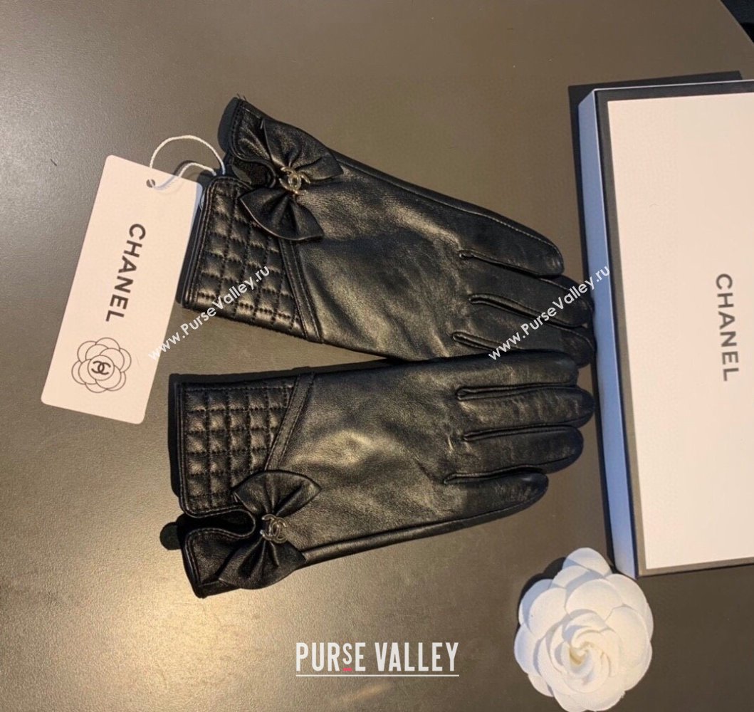 Chanel Lambskin and Cashmere Gloves with Bow Bow 2023 0906 (XMN-230906045)