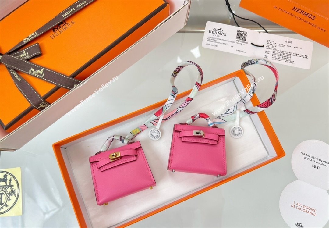 Hermes Calfskin Kelly Pouch Bag Charm Lipstick Pink 2023 H08151 (HY-230906049)