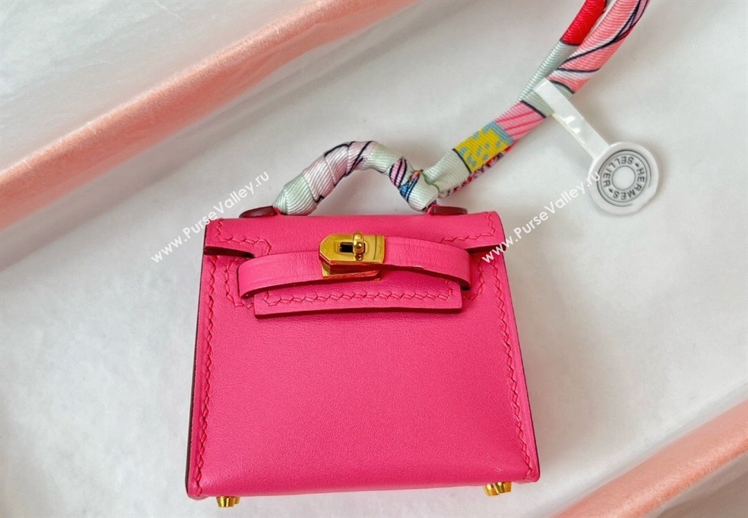 Hermes Calfskin Kelly Pouch Bag Charm Lipstick Pink 2023 H08151 (HY-230906049)