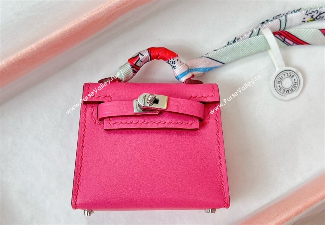 Hermes Calfskin Kelly Pouch Bag Charm Lipstick Pink 2023 H08151 (HY-230906049)