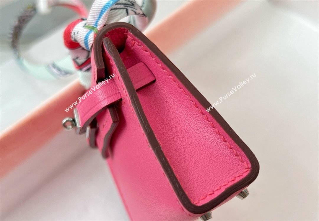 Hermes Calfskin Kelly Pouch Bag Charm Lipstick Pink 2023 H08151 (HY-230906049)