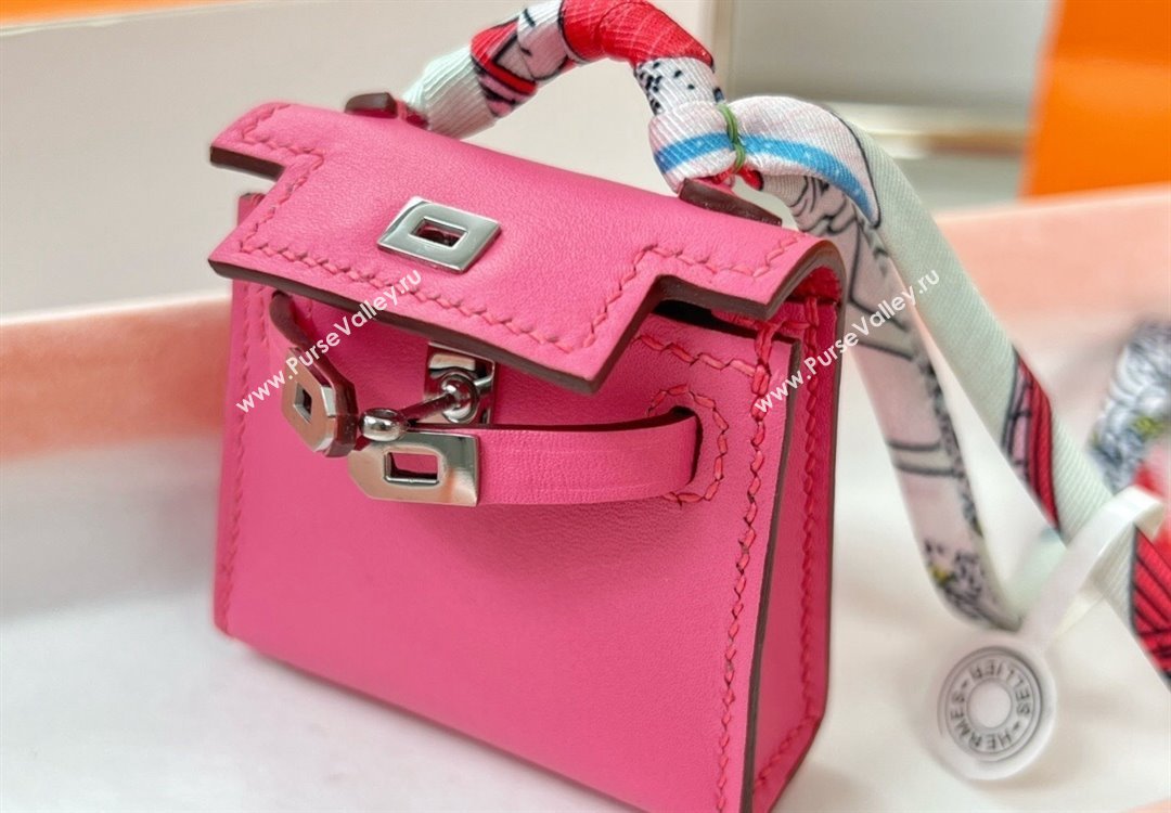 Hermes Calfskin Kelly Pouch Bag Charm Lipstick Pink 2023 H08151 (HY-230906049)