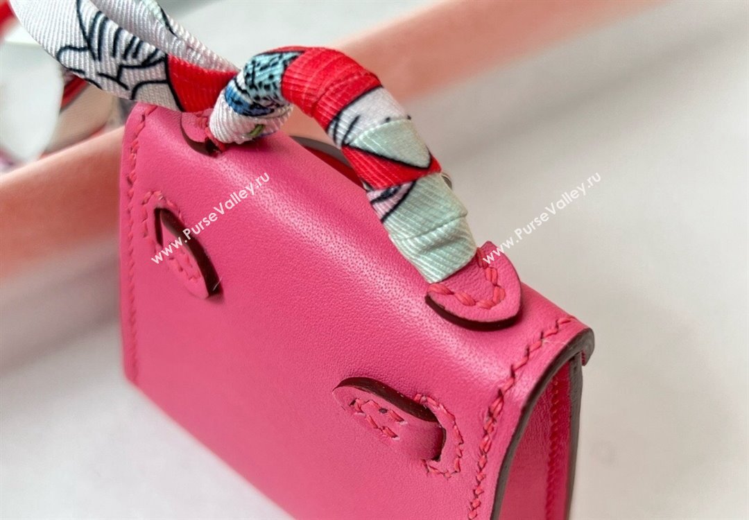 Hermes Calfskin Kelly Pouch Bag Charm Lipstick Pink 2023 H08151 (HY-230906049)