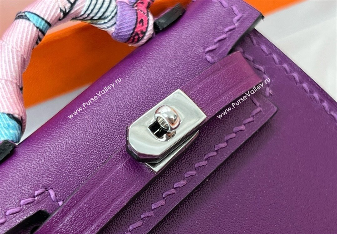 Hermes Calfskin Kelly Pouch Bag Charm Sea Anemone Purple 2023 H08151 (HY-230906051)