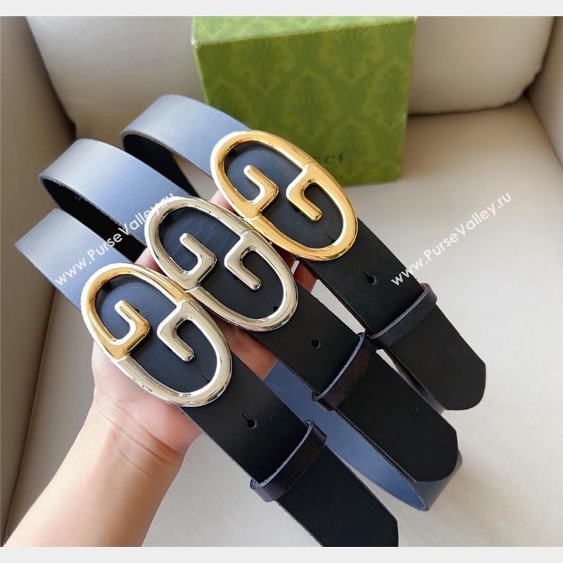 Gucci Black Leather Belt 3.5cm with Round GG Buckle 2023 0906 (99-230906067)