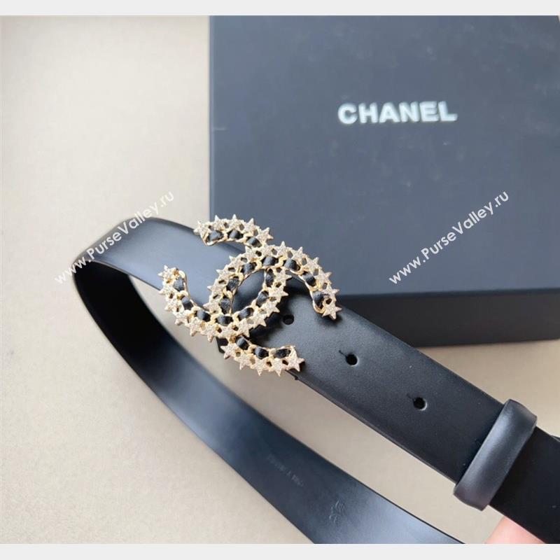 Chanel Calfskin Belt 3cm with Star CC Black 2023 CH090602 (99-230906068)