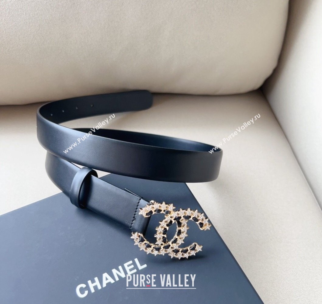 Chanel Calfskin Belt 3cm with Star CC Black 2023 CH090602 (99-230906068)