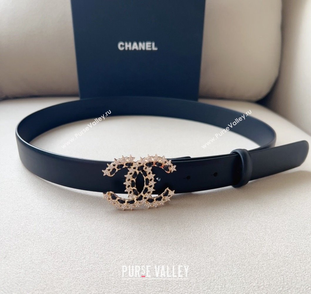 Chanel Calfskin Belt 3cm with Star CC Black 2023 CH090602 (99-230906068)