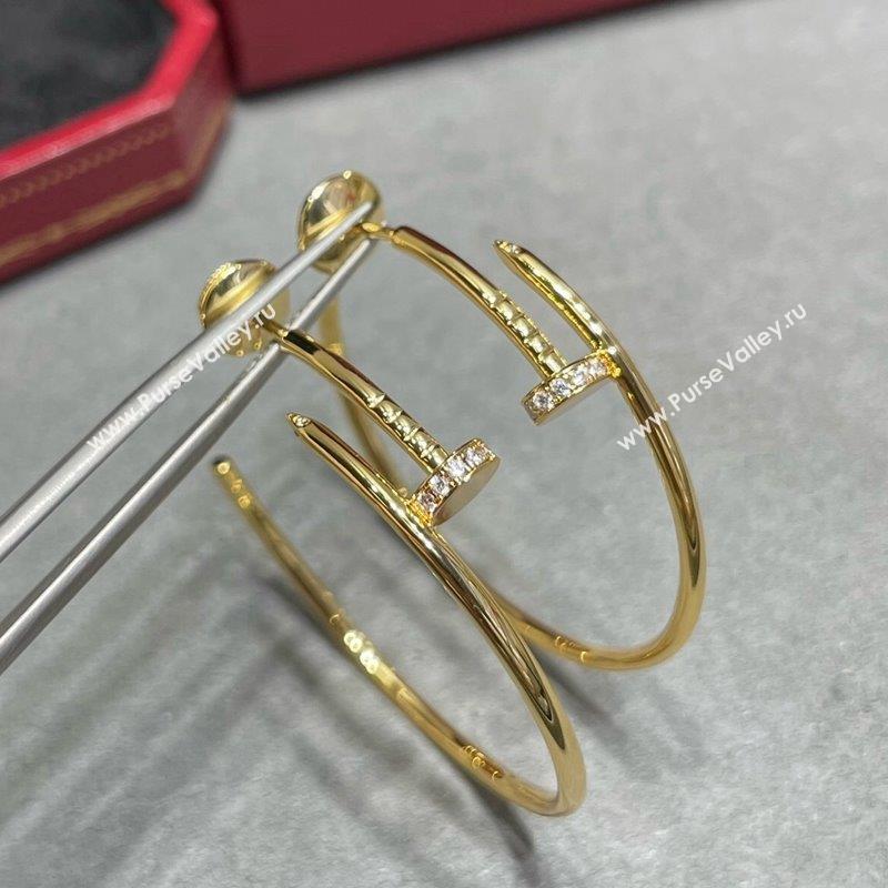 Cartier Juste un Clou Large Hoop Earrings with Crystals Charm Yellow Gold 2023 0906 (YF-230906083)