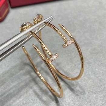 Cartier Juste un Clou Large Hoop Earrings with Crystals Charm Rose Gold 2023 0906 (YF-230906084)