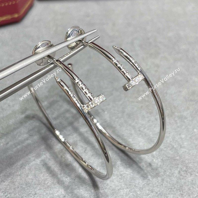 Cartier Juste un Clou Large Hoop Earrings with Crystals Charm Silver 2023 0906 (YF-230906085)