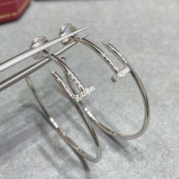 Cartier Juste un Clou Large Hoop Earrings with Crystals Charm Silver 2023 0906 (YF-230906085)