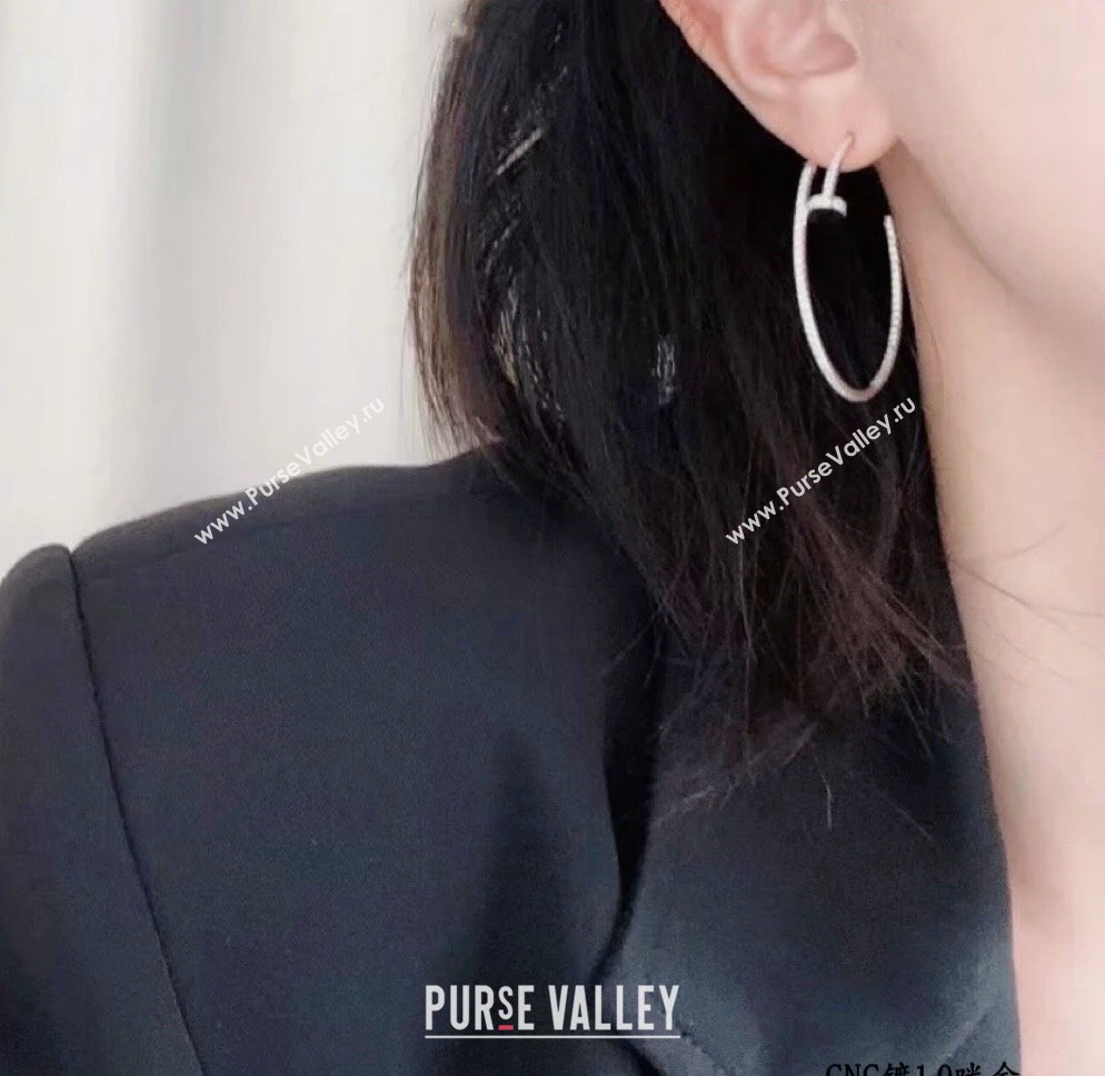 Cartier Juste un Clou Large Hoop Earrings with Crystals Charm Silver 2023 0906 (YF-230906085)