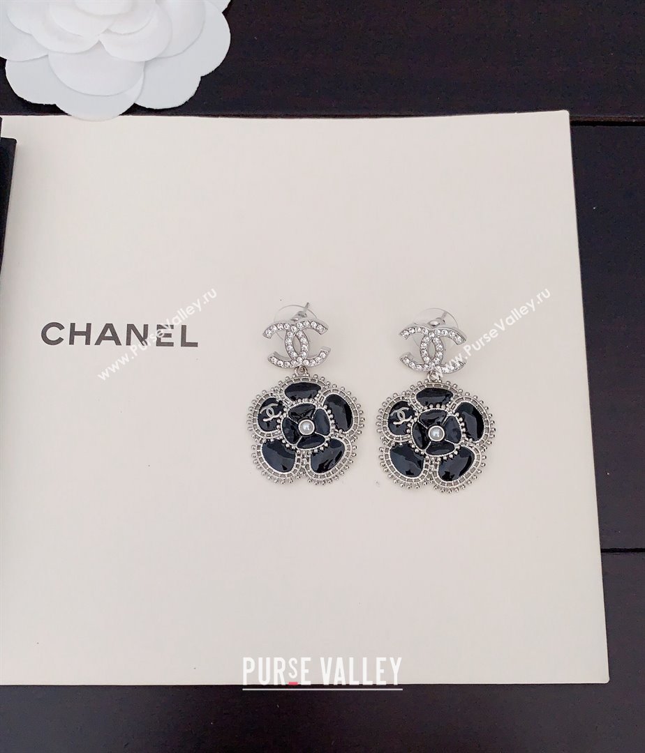 Chanel Camellia Bloom Short Earrings Black 2023 1018 (YF-231018188)