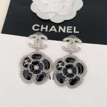 Chanel Camellia Bloom Short Earrings Black 2023 1018 (YF-231018188)