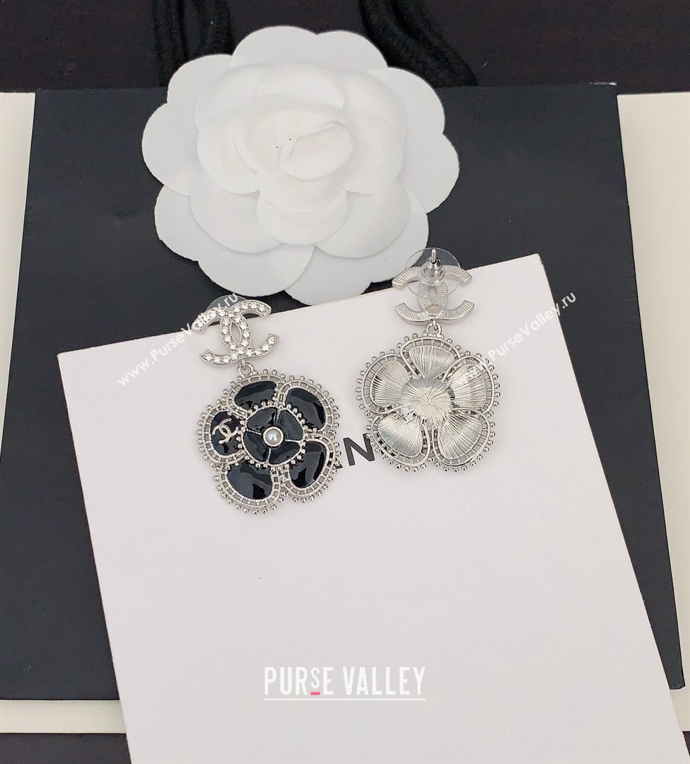 Chanel Camellia Bloom Short Earrings Black 2023 1018 (YF-231018188)