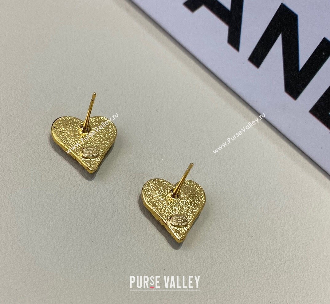 Chanel Heart Stud Earrings Black 2023 1019 (YF-231019002)