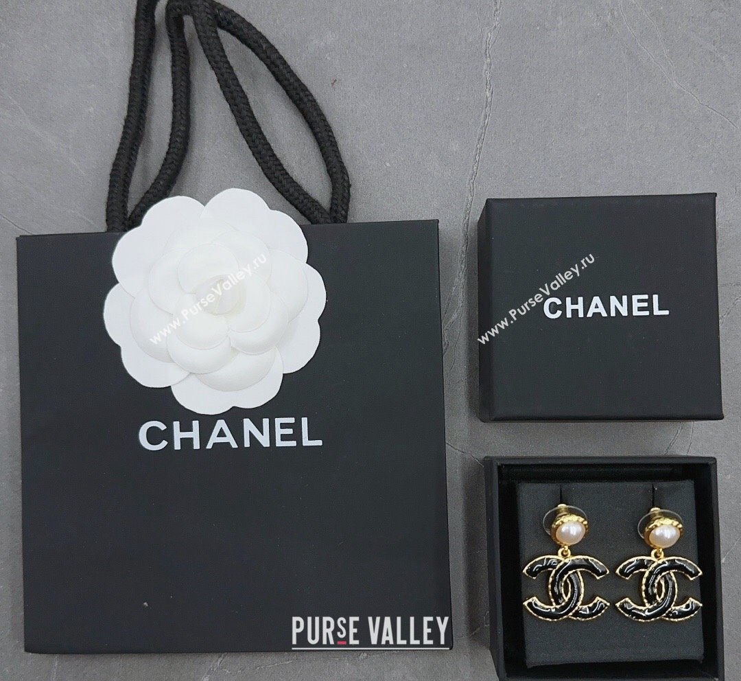 Chanel CC Short Earrings Black 2023 1018 (YF-231018185)