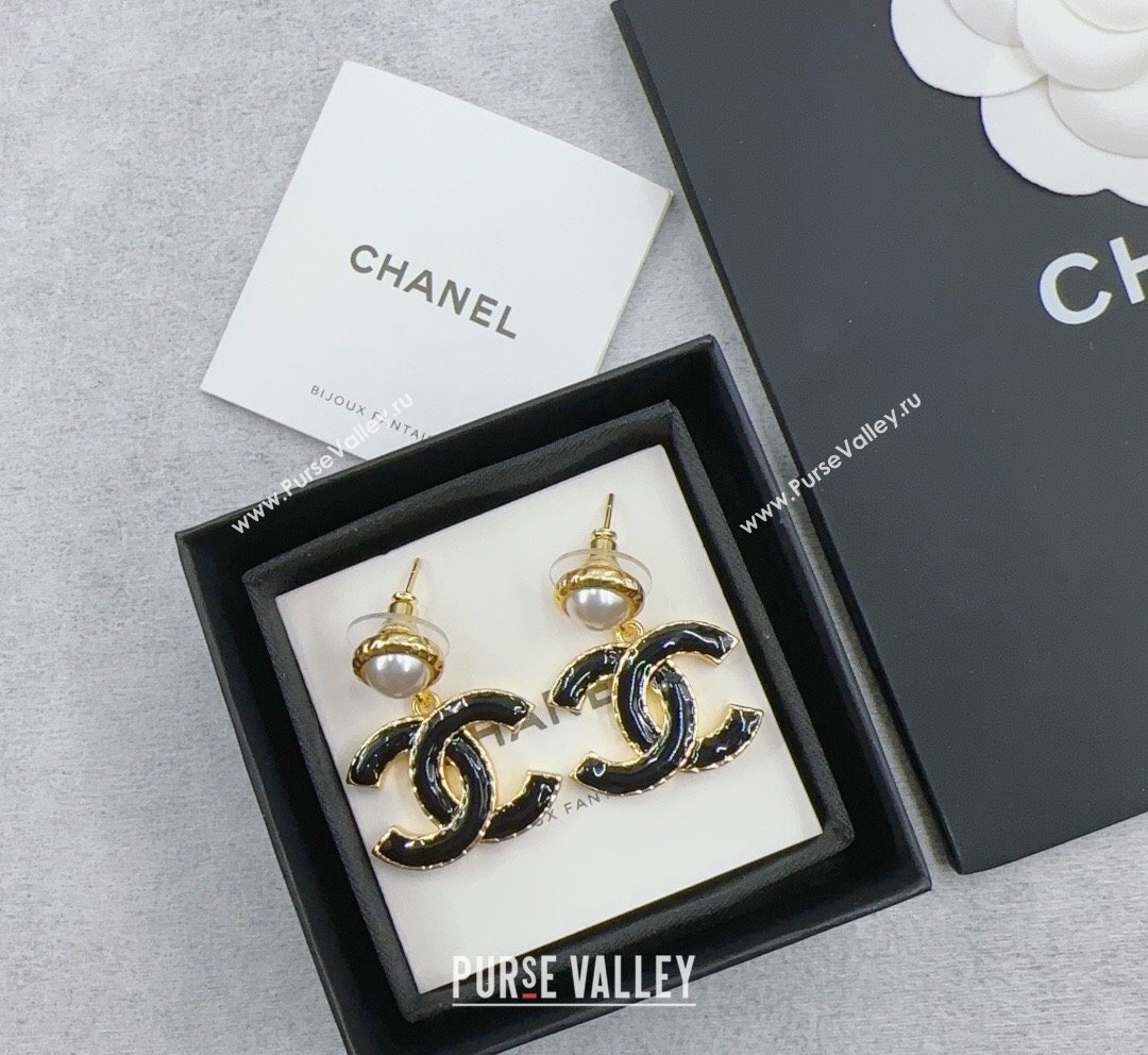 Chanel CC Short Earrings Black 2023 1018 (YF-231018185)