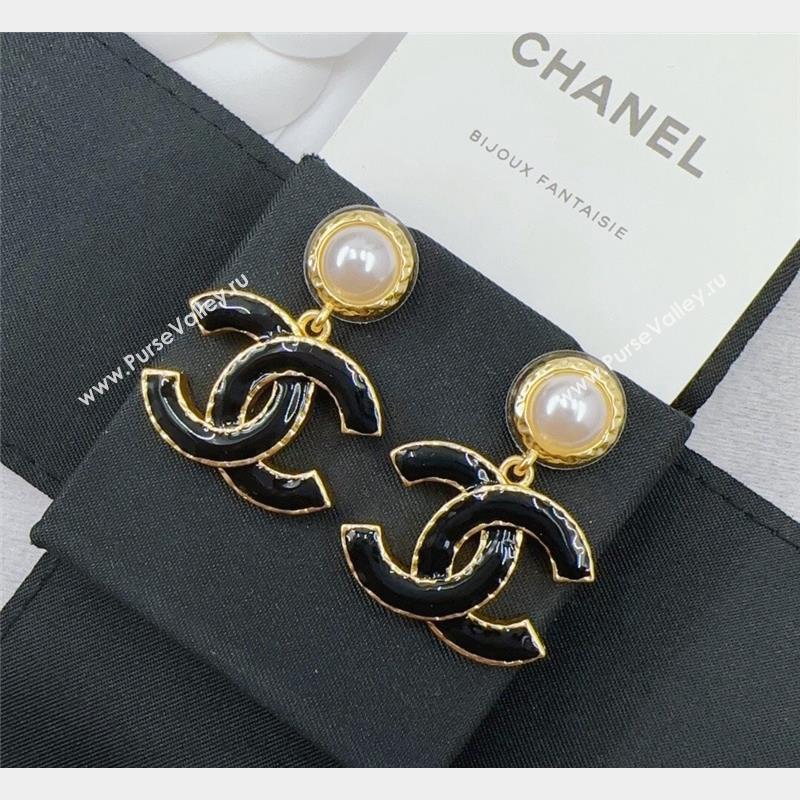 Chanel CC Short Earrings Black 2023 1018 (YF-231018185)