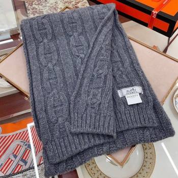 Hermes Cashmere Knit Long Scarf 28x180cm Dark Grey 2023 (A-231108075)