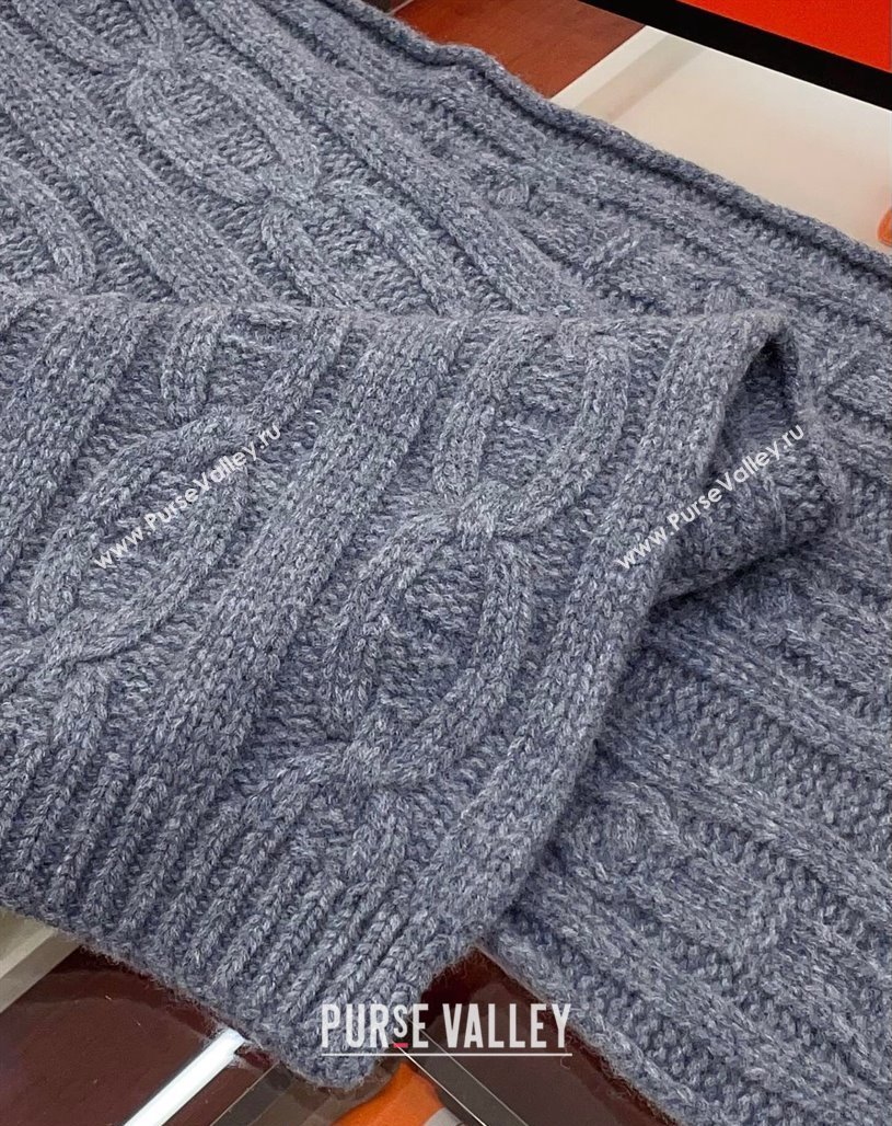 Hermes Cashmere Knit Long Scarf 28x180cm Dark Grey 2023 (A-231108075)