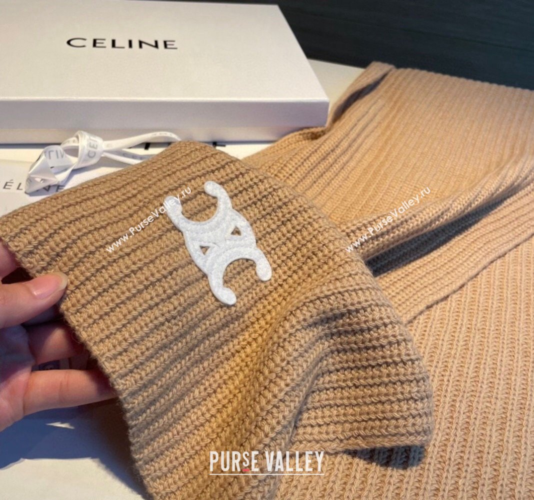 Celine Knit Long Scarf 30x180cm Light Brown 2023 1108 (XMN-231108045)