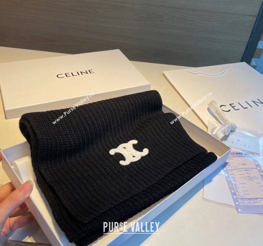 Celine Knit Long Scarf 30x180cm Black 2023 1108 (XMN-231108046)