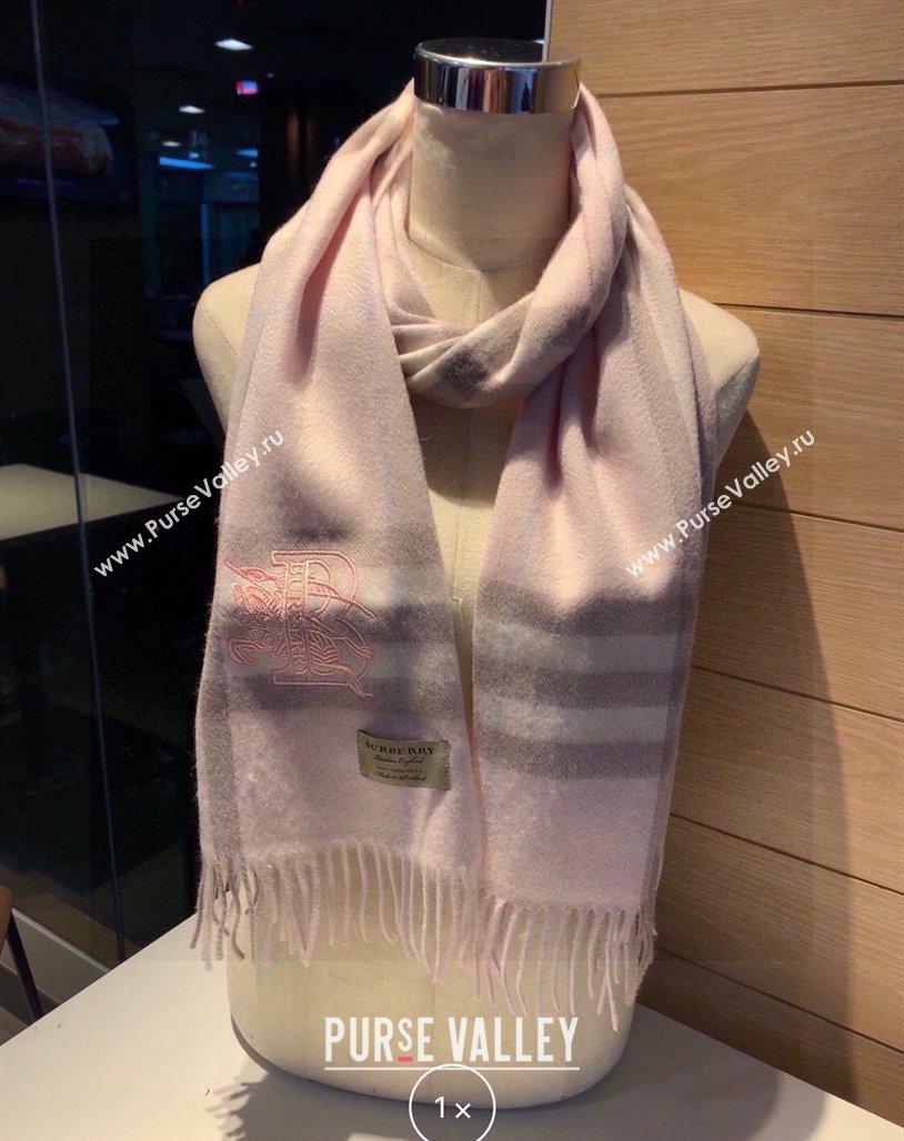 Burberry Check Long Scarf 32x180cm Light Pink 2023 1108 (XMN-231108049)