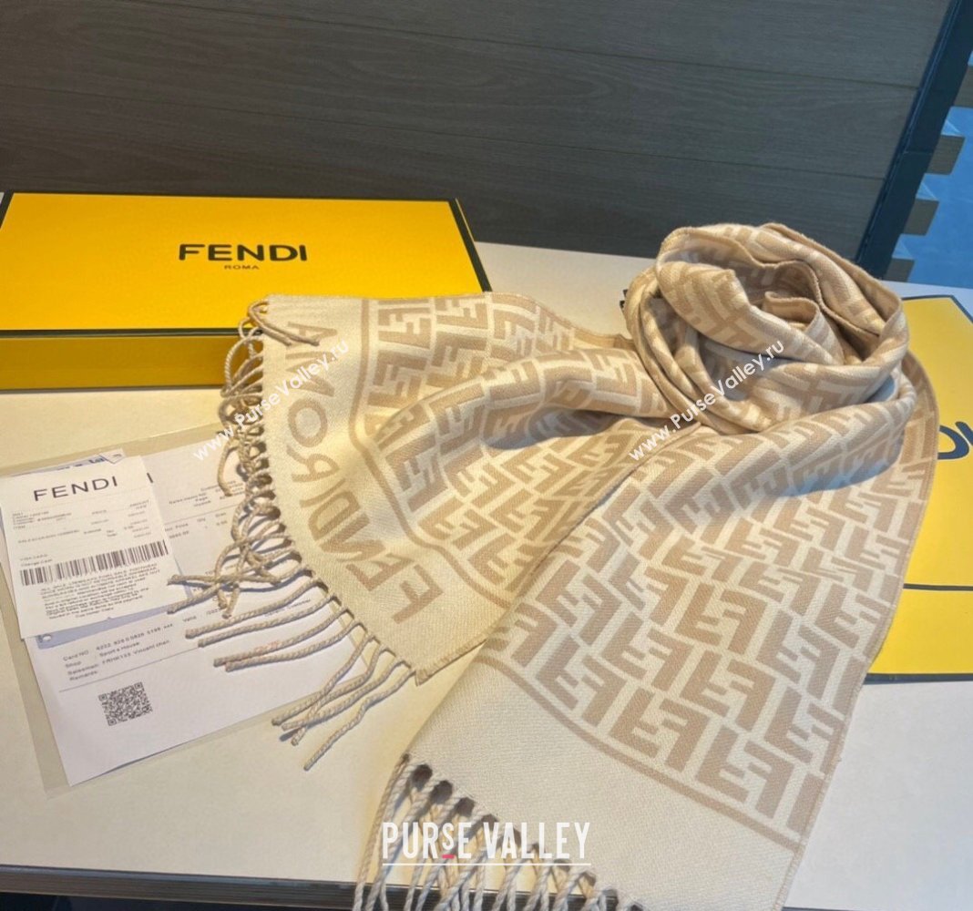 Fendi Wool FF Long Scarf 30x180cm Beige 2023 1108 (XMN-231108052)