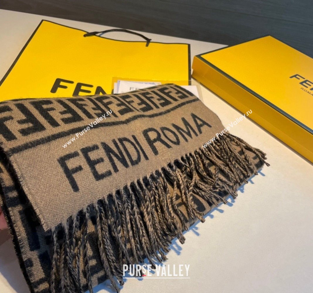 Fendi Wool FF Long Scarf 30x180cm Brown/Black 2023 1108 (XMN-231108053)