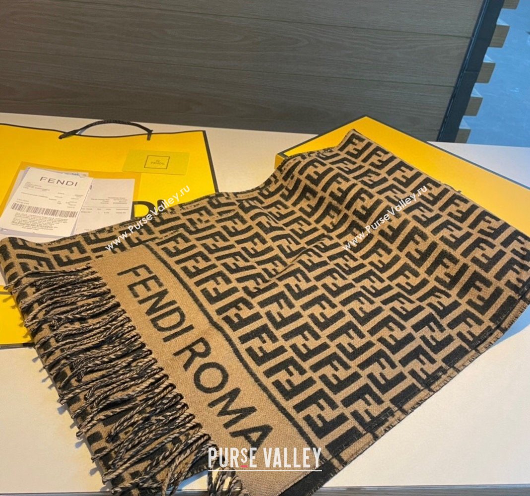 Fendi Wool FF Long Scarf 30x180cm Brown/Black 2023 1108 (XMN-231108053)