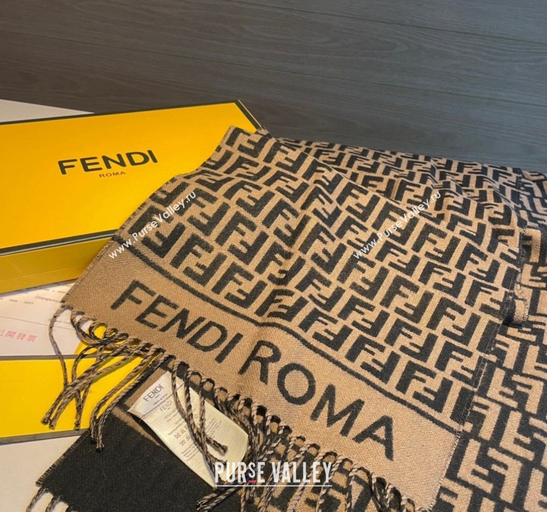 Fendi Wool FF Long Scarf 30x180cm Brown/Black 2023 1108 (XMN-231108053)