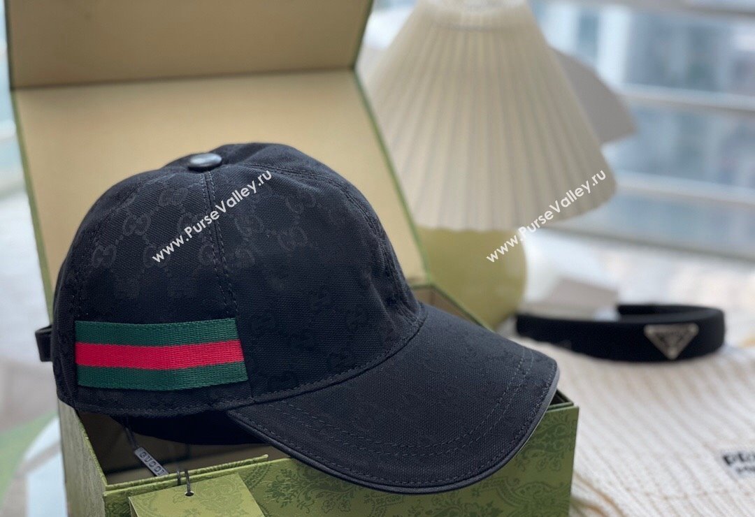 Gucci GG Canvas Classic Baseball Hat with Web Black 2023 1108 (XMN-231108015)