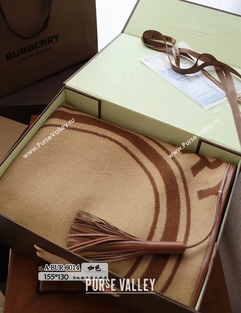 Burberry Wool and Leather Cape 130x155cm Beige/Brown 2023 (XMN-231108065)