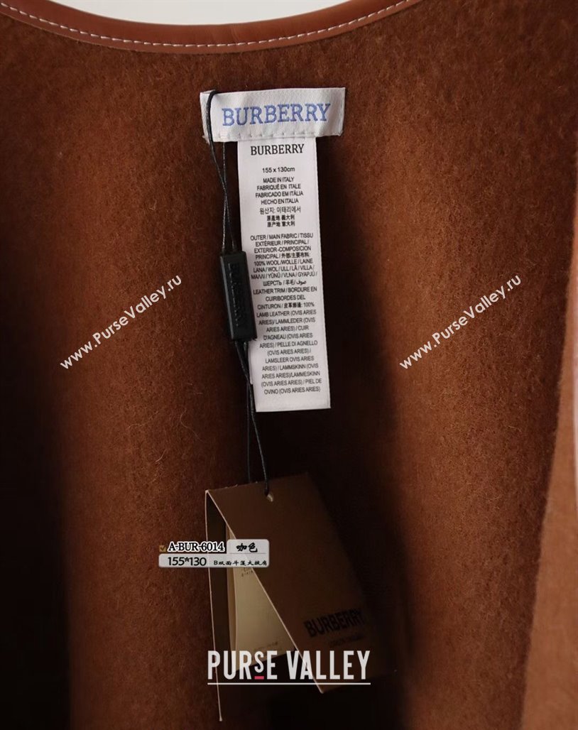 Burberry Wool and Leather Cape 130x155cm Beige/Brown 2023 (XMN-231108065)