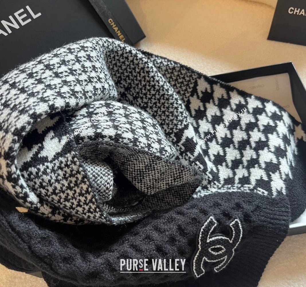 Chanel Knit Long Scarf 30x190cm Black 2023 1108 (XMN-231108066)