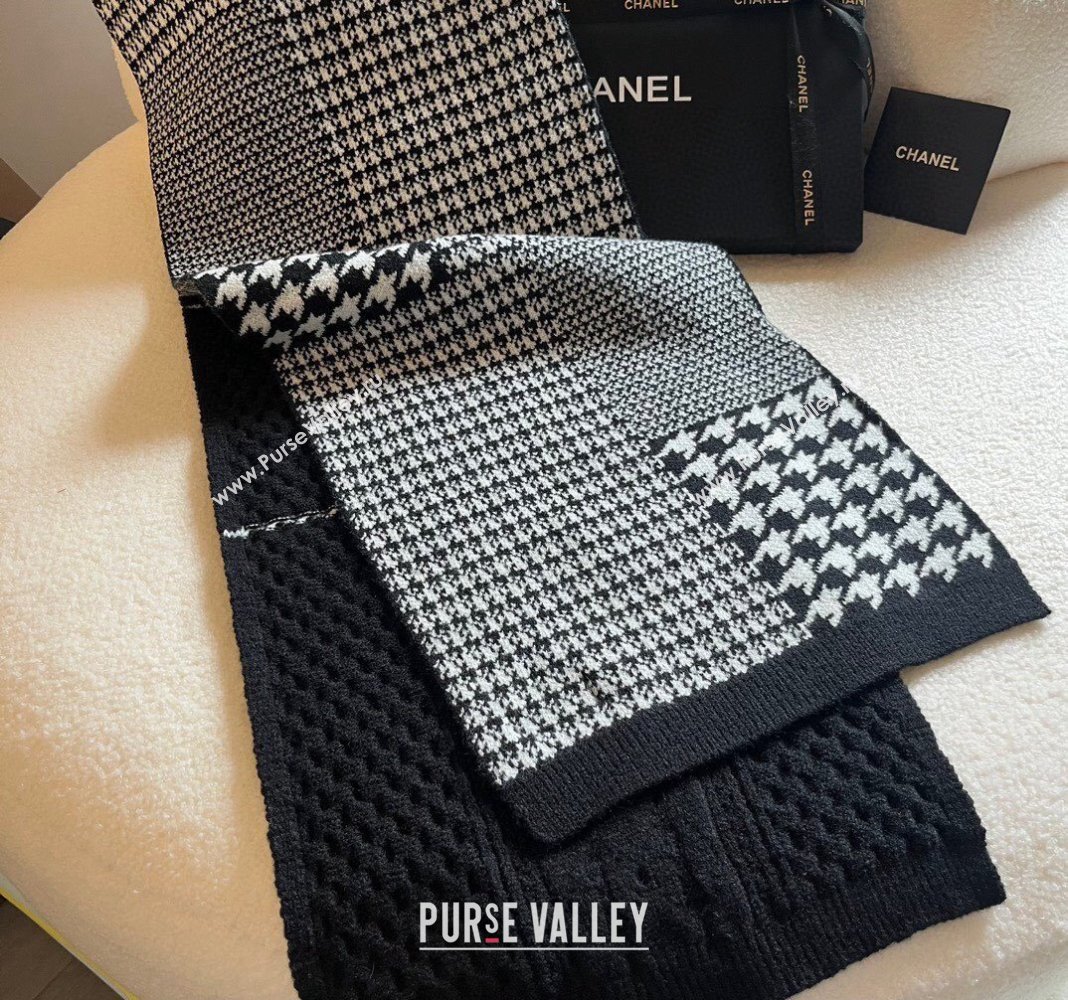 Chanel Knit Long Scarf 30x190cm Black 2023 1108 (XMN-231108066)