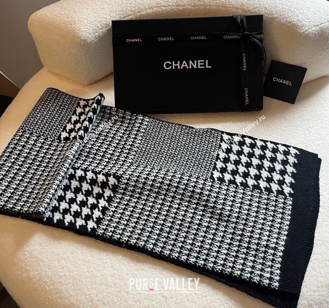 Chanel Knit Long Scarf 30x190cm Black 2023 1108 (XMN-231108066)