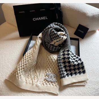 Chanel Knit Long Scarf 30x190cm White 2023 1108 (XMN-231108067)