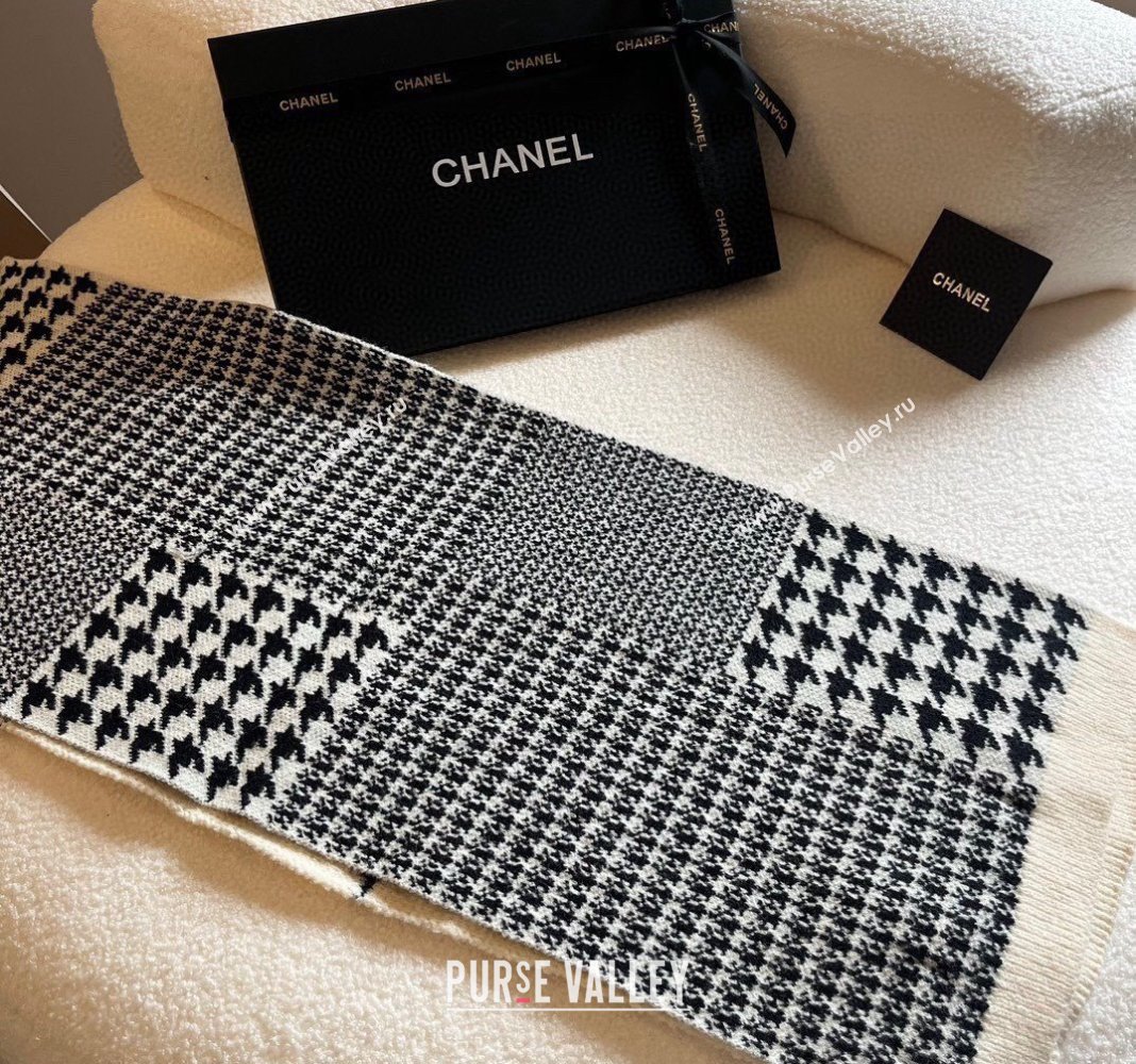 Chanel Knit Long Scarf 30x190cm White 2023 1108 (XMN-231108067)