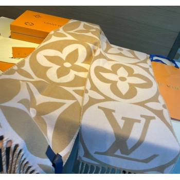 Louis Vuitton LV Medallion Long Wool Scarf 30x209cm Light Pink/Brown 2023 1123 (XMN-231123012)