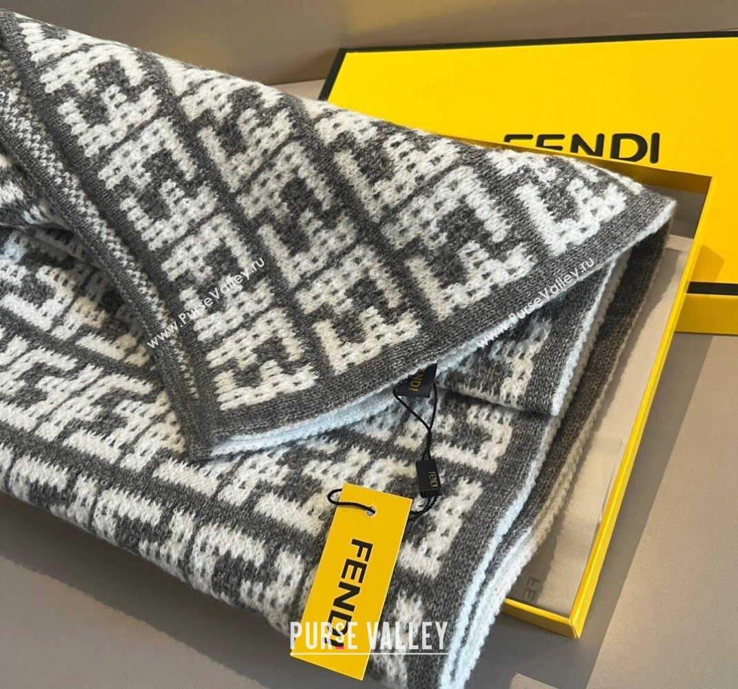 Fendi FF Knit Scarf 30x180cm Grey 2023 1123 (XMN-231123037)