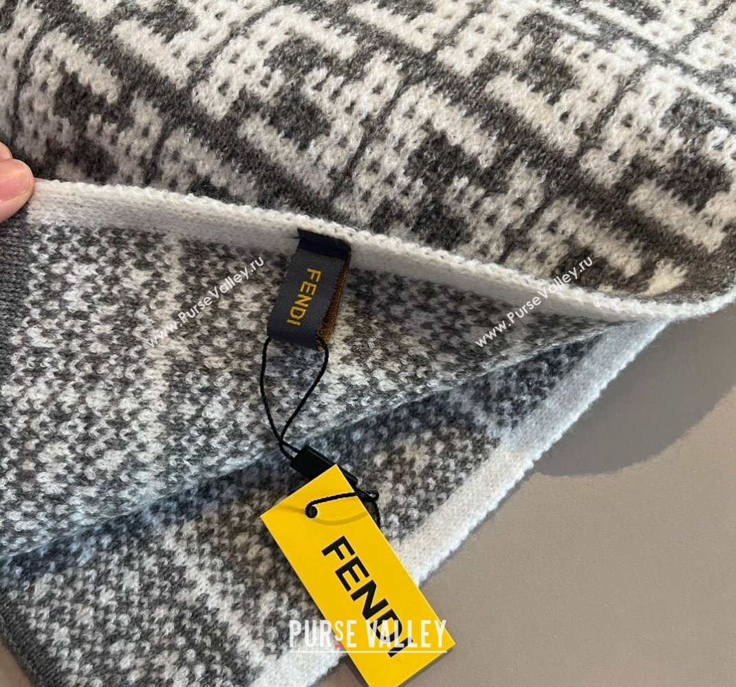 Fendi FF Knit Scarf 30x180cm Grey 2023 1123 (XMN-231123037)