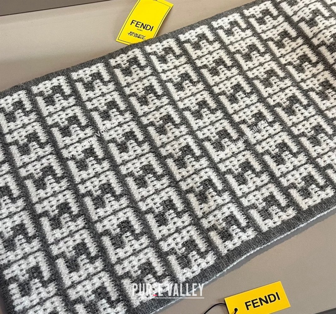 Fendi FF Knit Scarf 30x180cm Grey 2023 1123 (XMN-231123037)