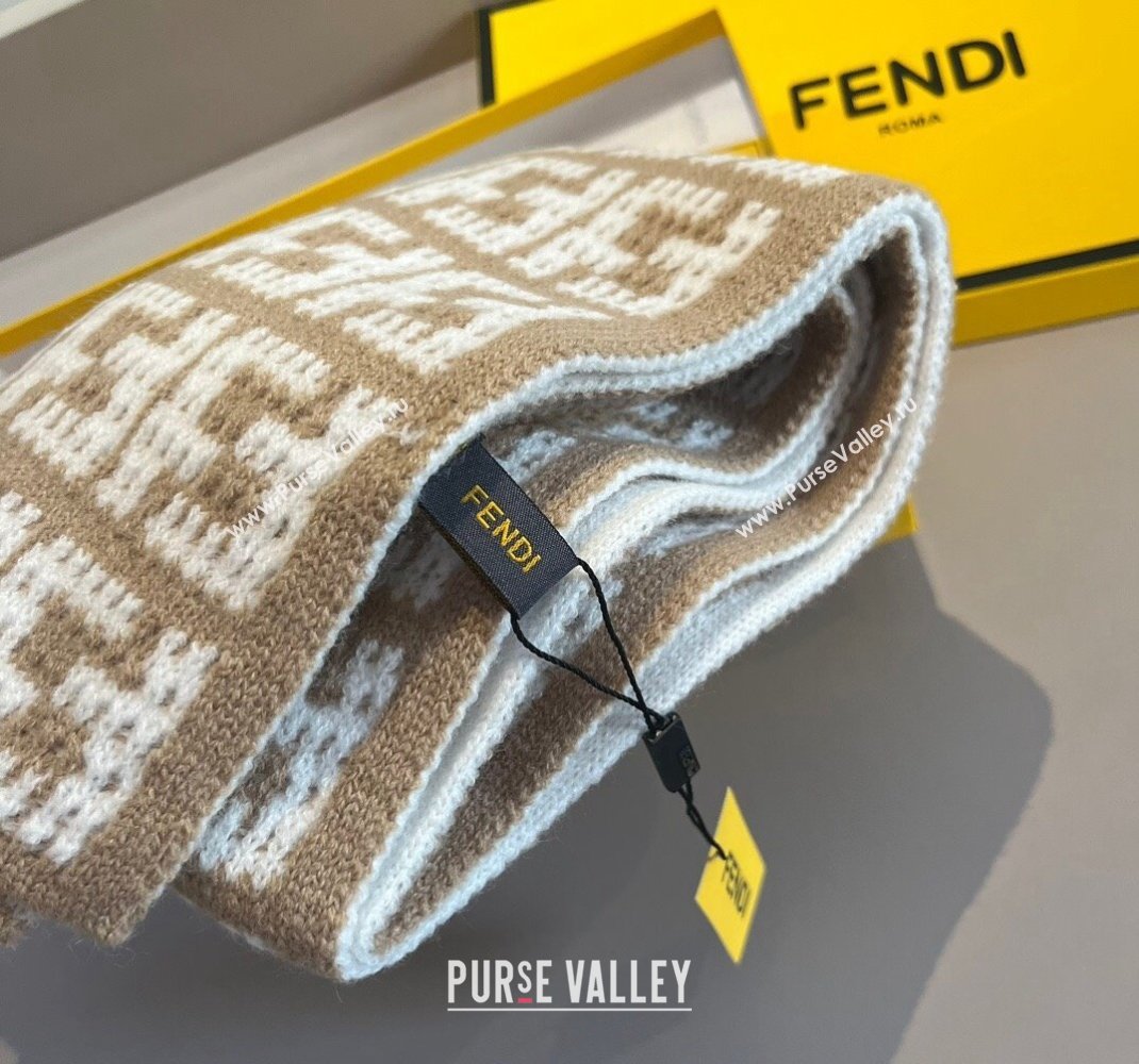 Fendi FF Knit Scarf 30x180cm Beige 2023 1123 (XMN-231123038)