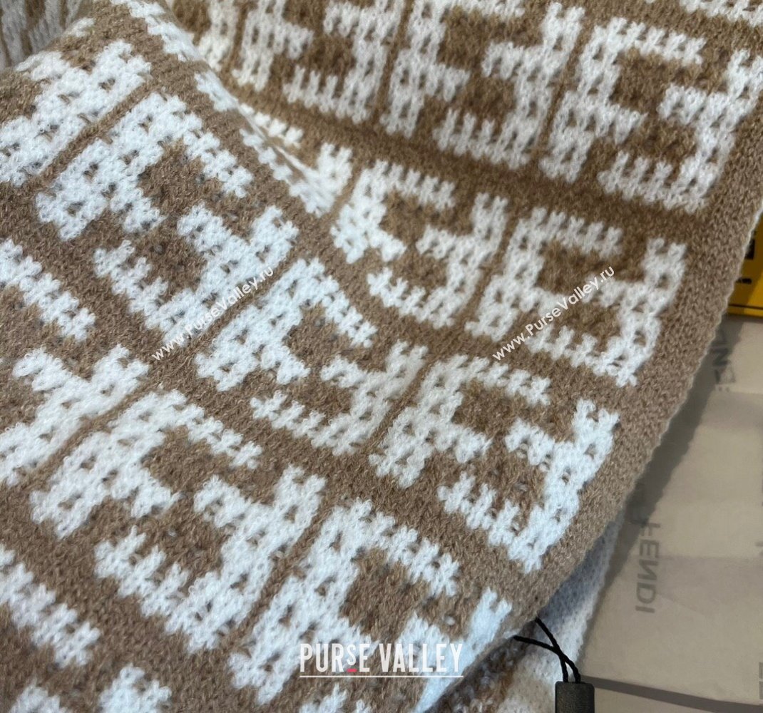 Fendi FF Knit Scarf 30x180cm Beige 2023 1123 (XMN-231123038)