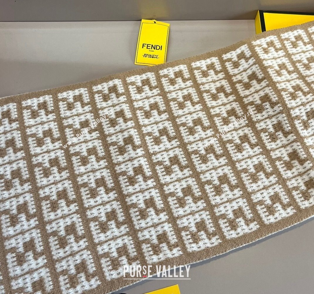 Fendi FF Knit Scarf 30x180cm Beige 2023 1123 (XMN-231123038)